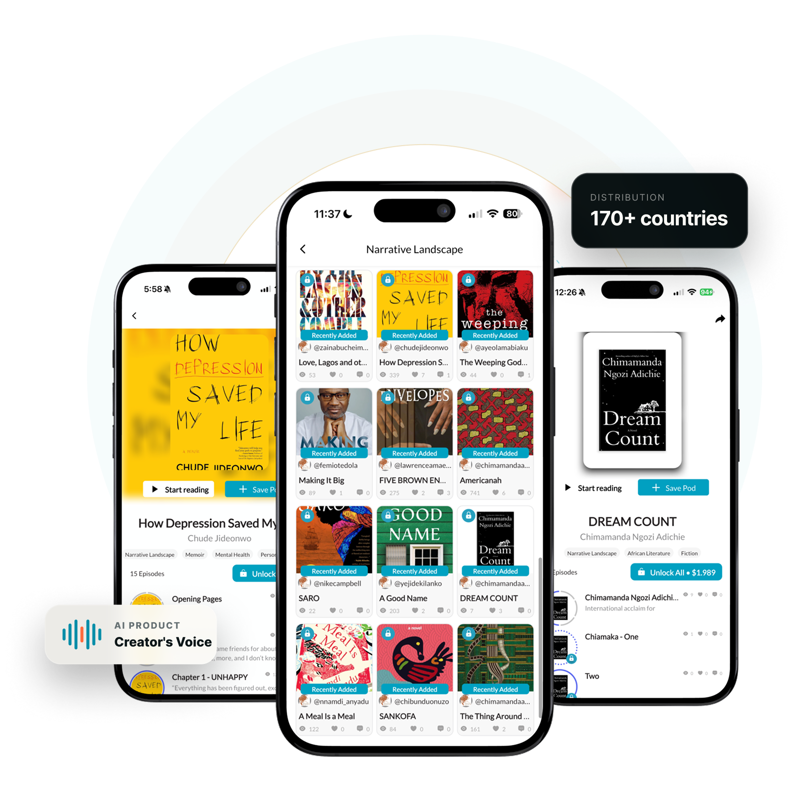 Storipod catalogue shown across mobile devices